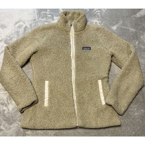 Patagonia Womens Los Gatos Fleece Jacket Sherpa Full Zip Tan Cozy Soft Warm M
